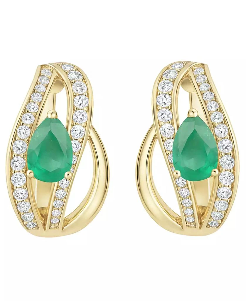 商品Macy's|Emerald (5/8 ct. t.w.) and Diamond (1/3 ct. t.w.) Drop Earrings in 14K Gold (also in 14K White Gold Sapphire & 14K Gold Ruby),价格¥22811,第2张图片详细描述