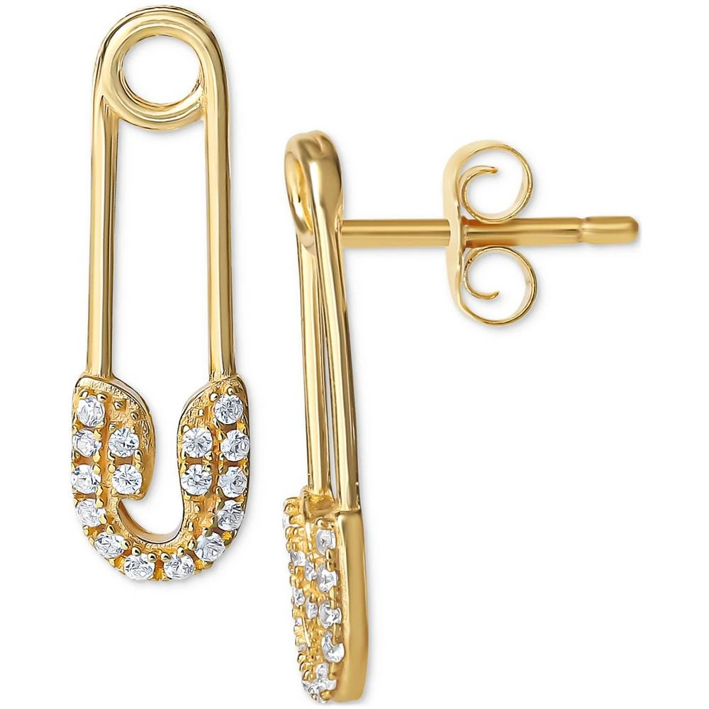 商品Giani Bernini|Cubic Zirconia Safety Pin Drop Earrings in 14k Gold Sterling Silver, Created for Macy's,价格¥123,第1张图片