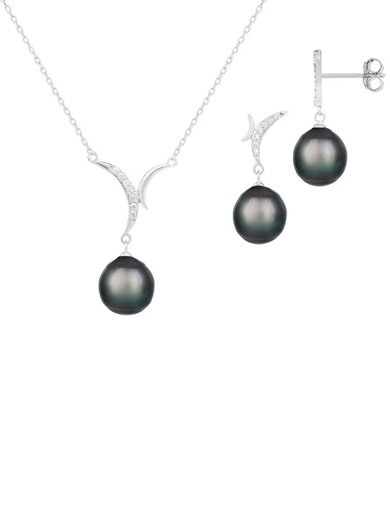 商品Splendid Pearls|9-10mm Tahitian Pearl Earring and Pendant Necklace Set,价格¥2644,第1张图片