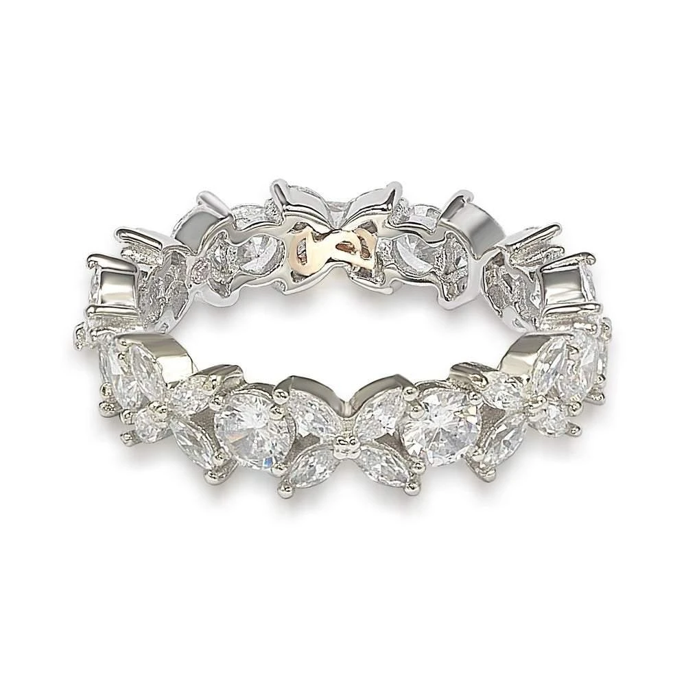 商品Suzy Levian|Sterling Silver Cubic Zirconia Floral Eternity Band,价格¥1404,第1张图片