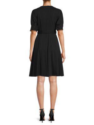 商品Calvin Klein|​Faux Leather Trim A-Line Dress,价格¥284,第4张图片详细描述