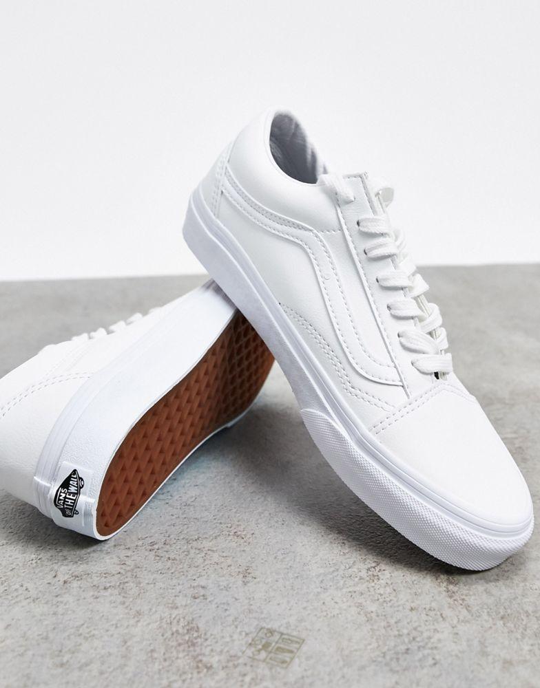 Vans Old Skool faux leather trainers in white商品第3张图片规格展示