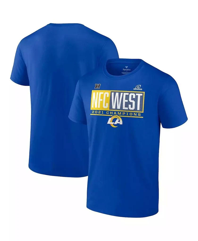商品Fanatics|Men's Royal Los Angeles Rams 2021 NFC West Division Champions Big and Tall Blocked Favorite T-shirt,价格¥297,第1张图片