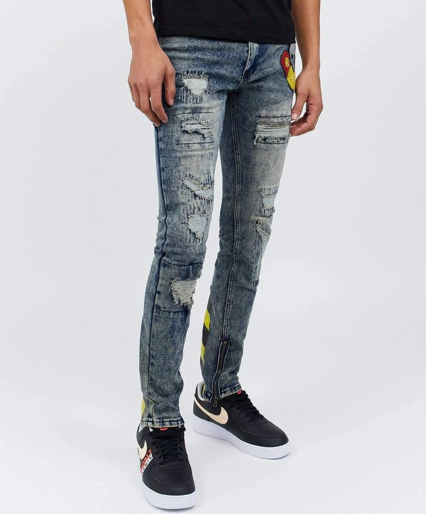 商品Reason Clothing|Crazed Distressed Graphic Print Zipper Jeans,价格¥187,第5张图片详细描述