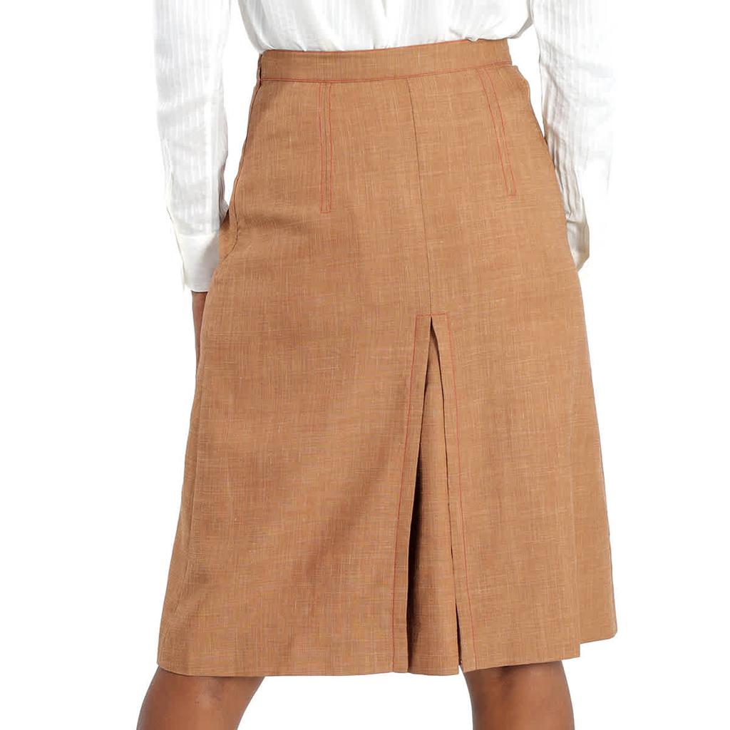 Ladies Topstitch Detail Wool-blend A-line Skirt商品第3张图片规格展示