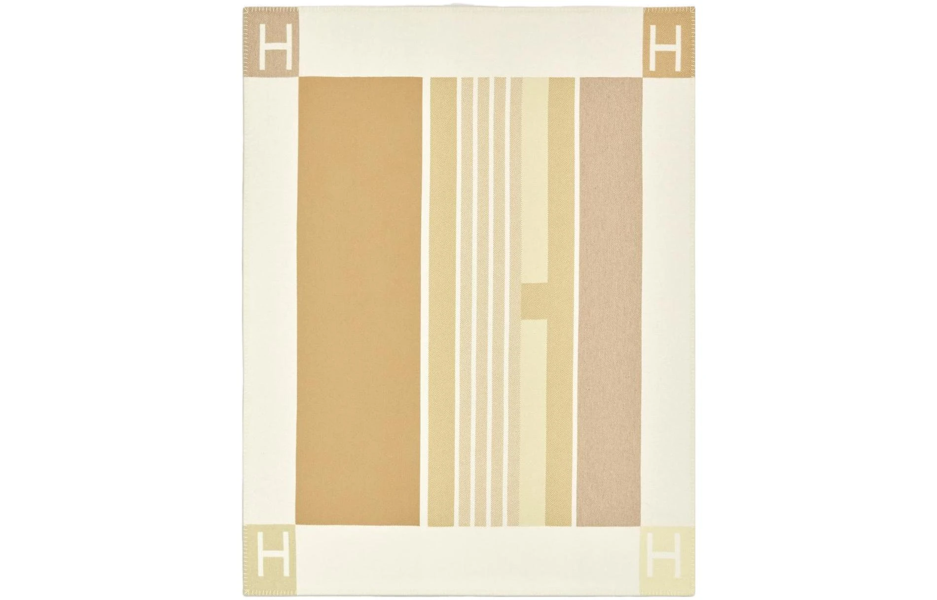 商品[国内直发] Hermes|[预售3天]/爱马仕 Avalon Vibration提花编织羊毛和山羊绒混纺轻薄 实用 毛毯 药茶色,价格¥7617,第1张图片