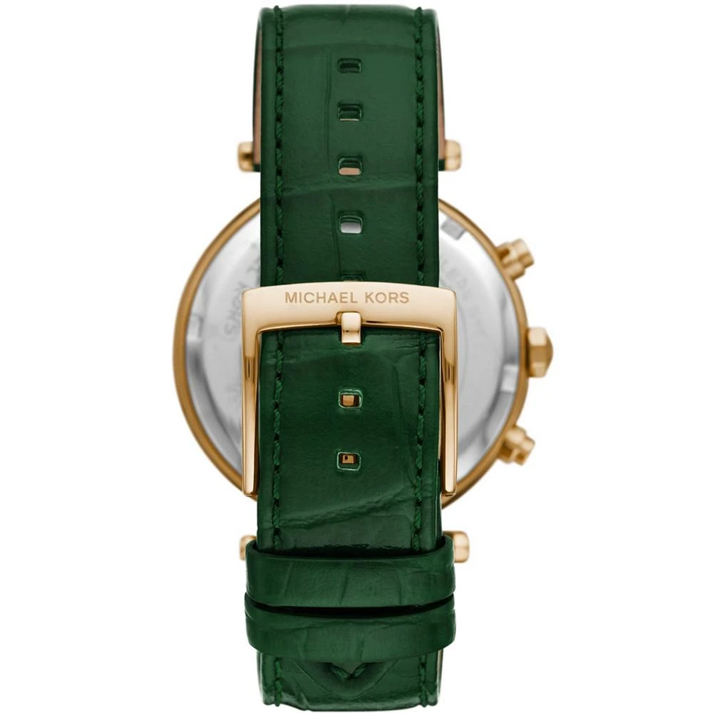 商品Michael Kors|Women's Parker Chronograph Green Leather Strap Watch 39mm,价格¥1867,第2张图片详细描述