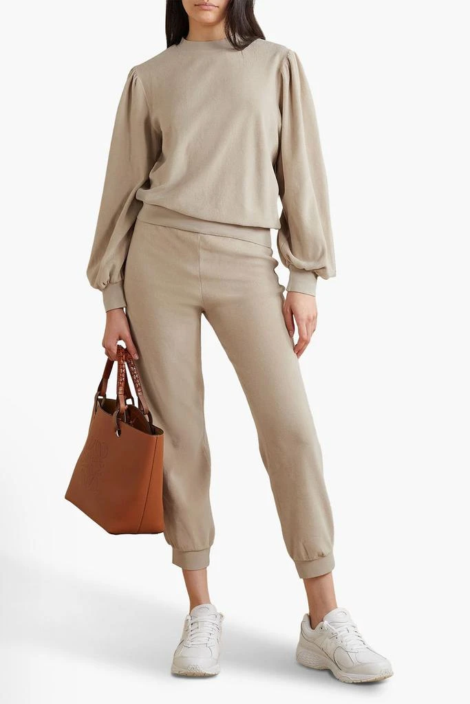 商品Bella Freud|Cropped cotton-blend velour track pants,价格¥734,第2张图片详细描述
