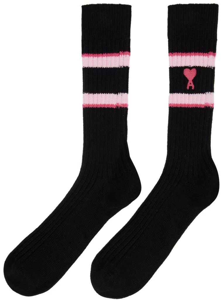 商品AMI|Black & Pink Ami De Cœur Socks,价格¥151,第2张图片详细描述