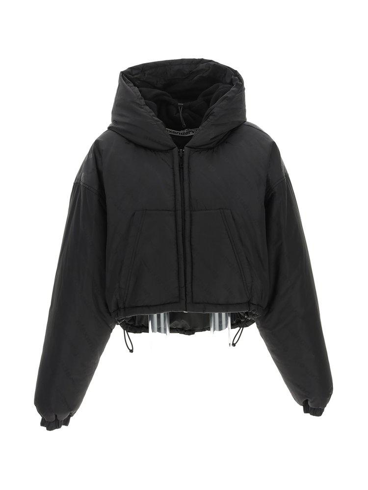 Alexander Wang All-Over Logo Cropped Puffer Jacket商品第1张图片规格展示