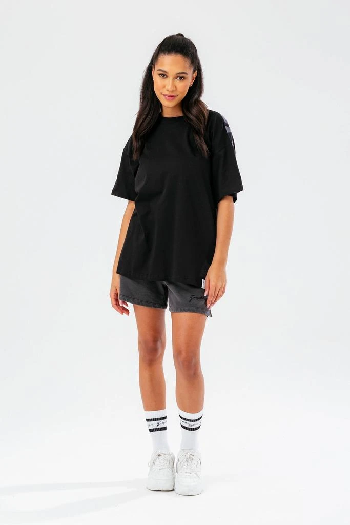 HYPE WOMENS BLACK LEOPARD LABEL BOXY T-SHIRT 商品