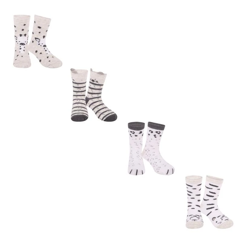 商品Mayoral|Animal socks pack of 4 in white melange grey and stripes,价格¥167,第1张图片