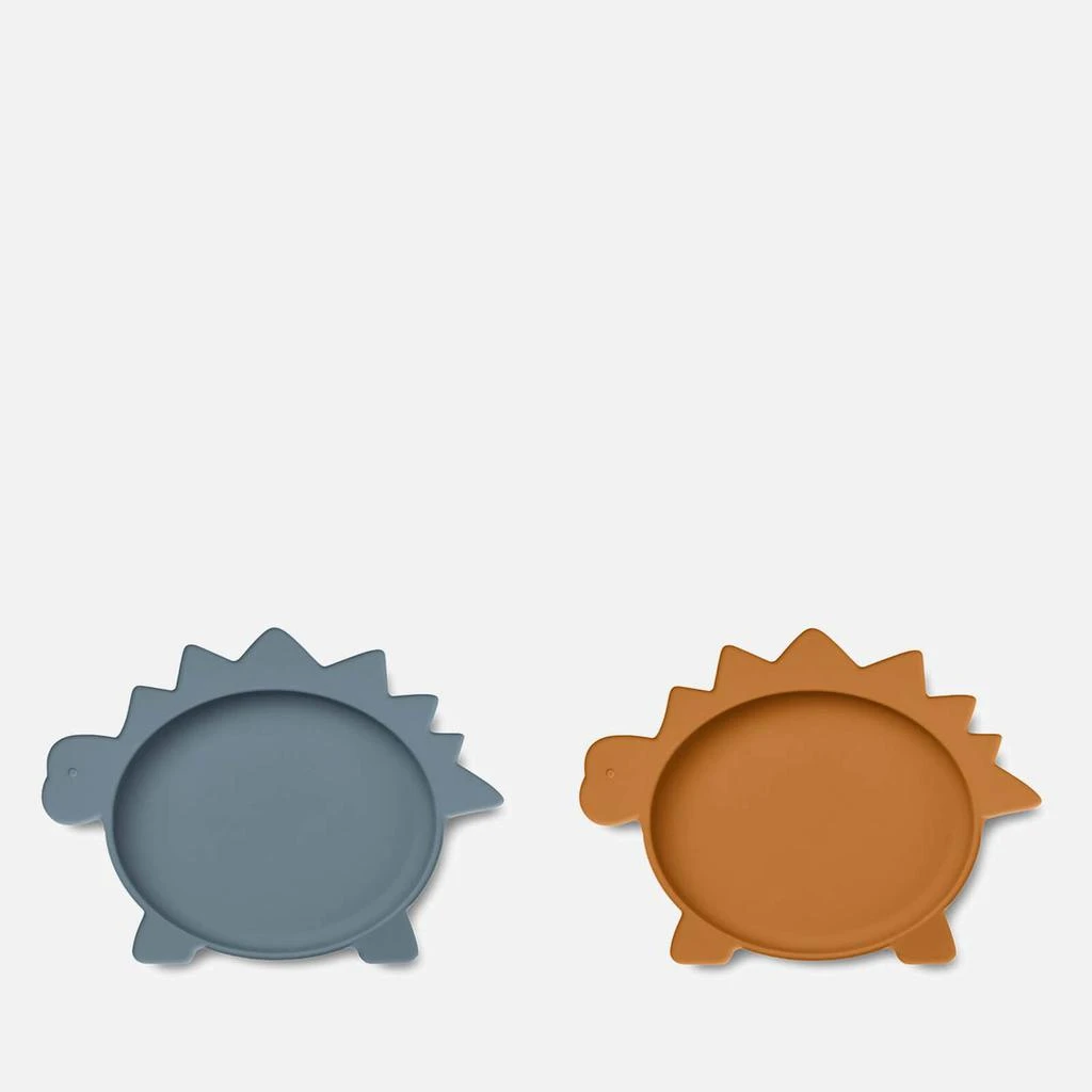 商品Liewood|Liewood Olivia Kids' Plate - Dino Blue Wave/Mustard Mix (2 Pack),价格¥219,第1张图片