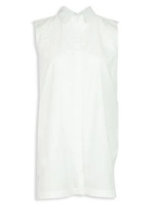 商品[二手商品] Helmut Lang|Helmut Lang Sleeveless Collared Blouse In White Cotton,价格¥1516,第1张图片