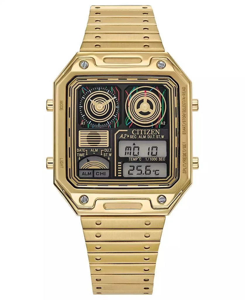 商品Citizen|Men's Star Wars C-3PO Ana-Digi Gold-Tone Stainless Steel Bracelet Watch 33mm,价格¥2831,第1张图片