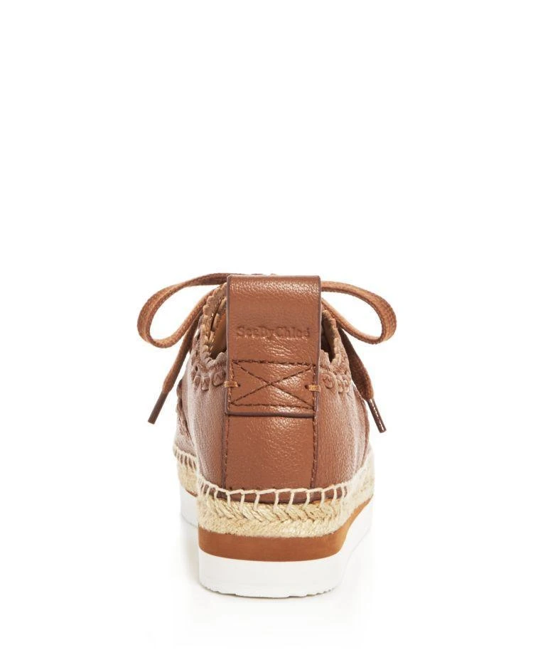 商品See by Chloé|Women's Glyn Leather Lace Up Platform Espadrille Flats,价格¥1310,第4张图片详细描述