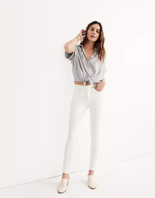 商品Madewell|Petite 9" Mid-Rise Skinny Jeans in Pure White,价格¥374,第1张图片