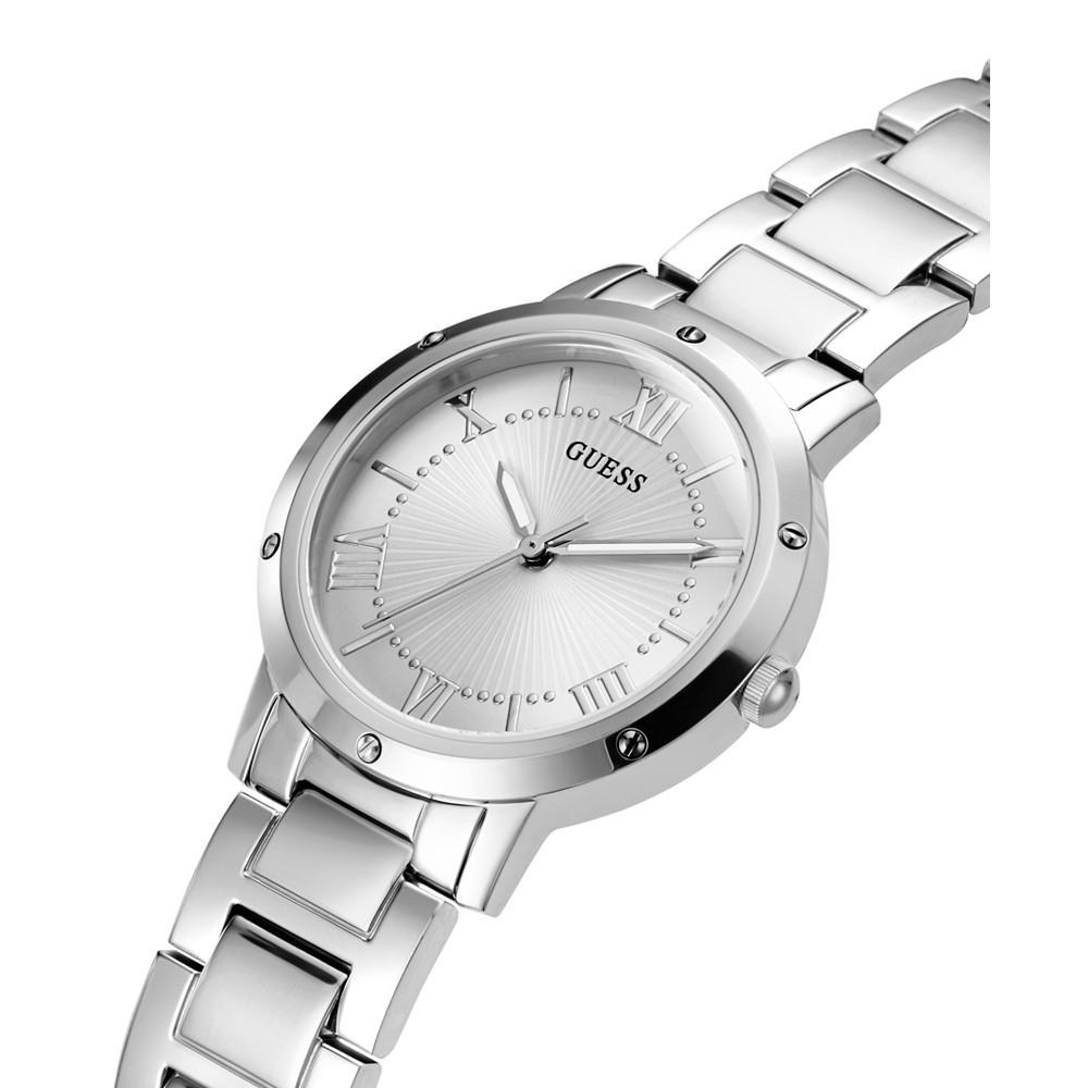 商品GUESS|Women's Silver-Tone Stainless Steel Bracelet Watch, 34mm,价格¥743,第7张图片详细描述