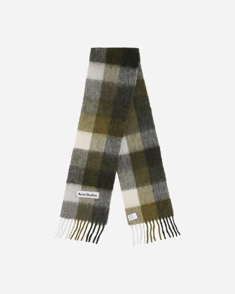 商品Acne Studios|Mohair Checked Scarf Taupe / Green / Black,价格¥1933,第2张图片详细描述