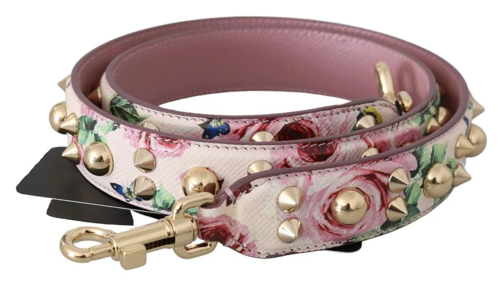 商品Dolce & Gabbana|Dolce & Gabbana Pink Floral Leather Stud Accessory Shoulder Strap,价格¥2040,第1张图片