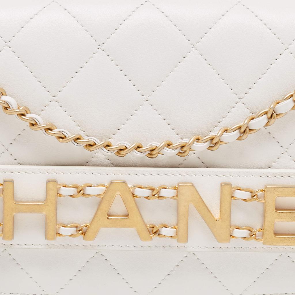 商品[二手商品] Chanel|Chanel White Quilted Leather Enchained Chain Clutch,价格¥27148,第7张图片详细描述