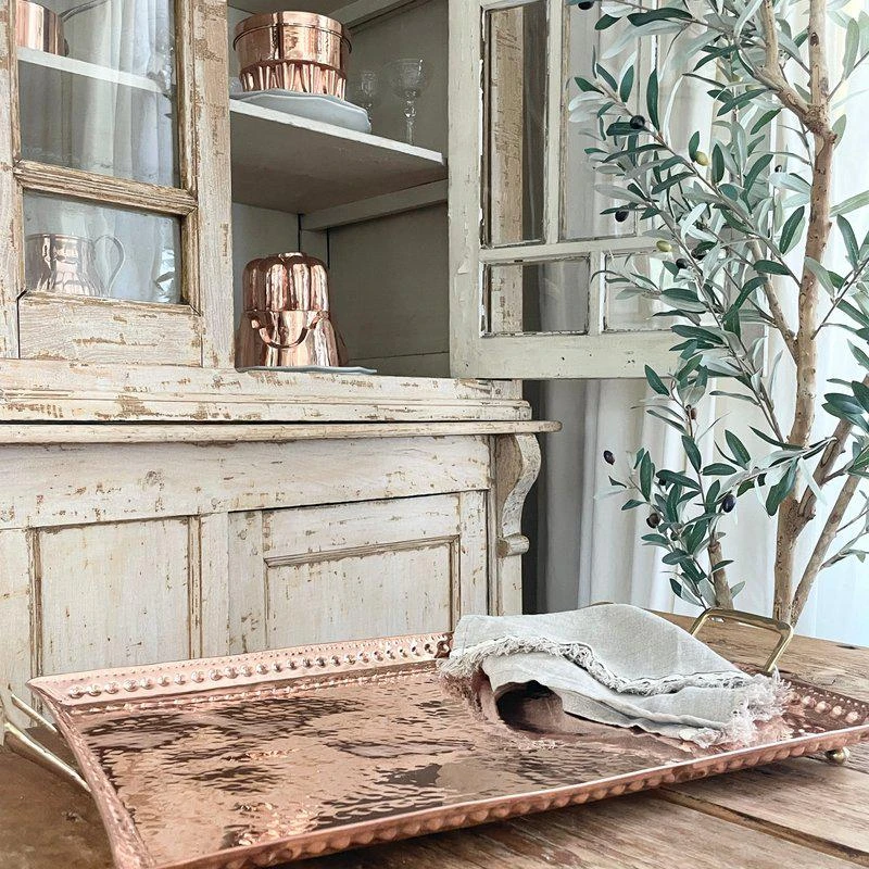 商品Coppermill Kitchen|Vintage Inspired Copper Hand Hammered Large Tray,价格¥2238,第1张图片