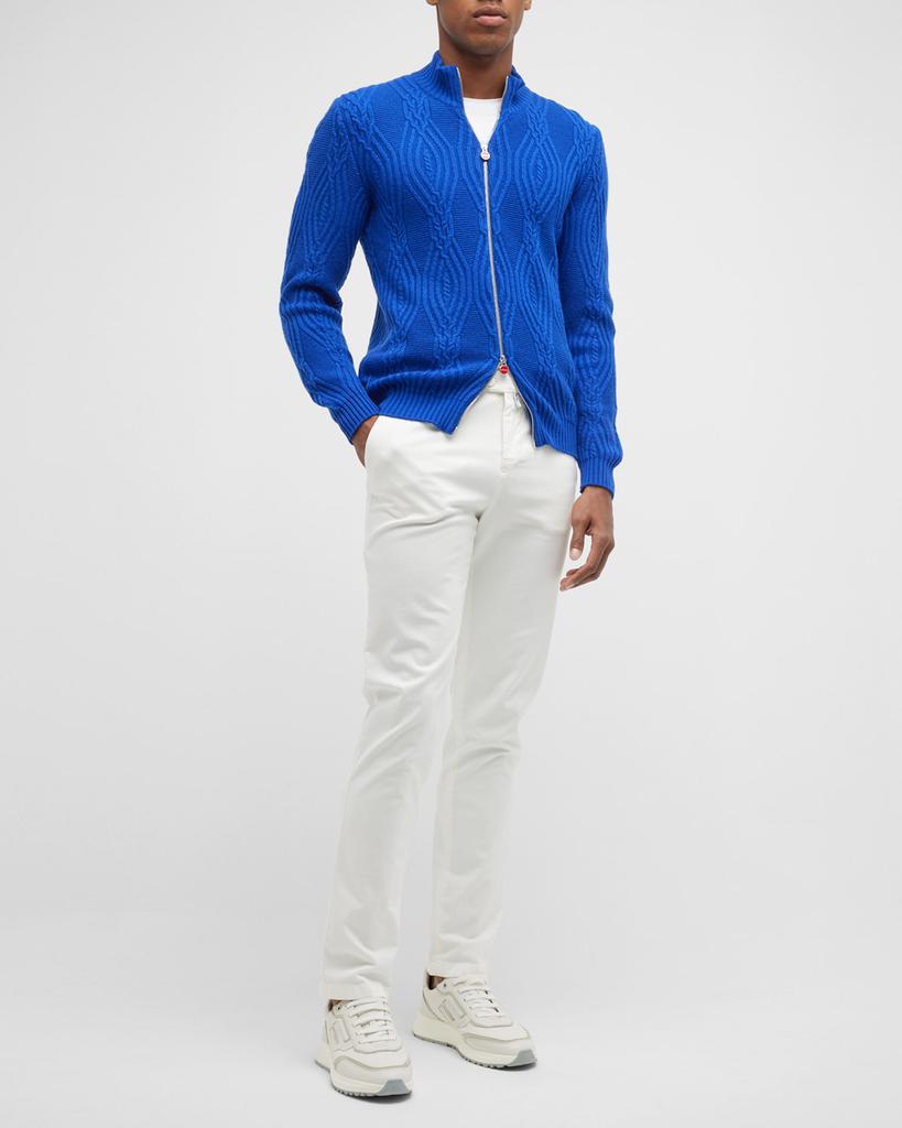 Men's Cashmere Cable Knit Full-Zip Sweater商品第3张图片规格展示