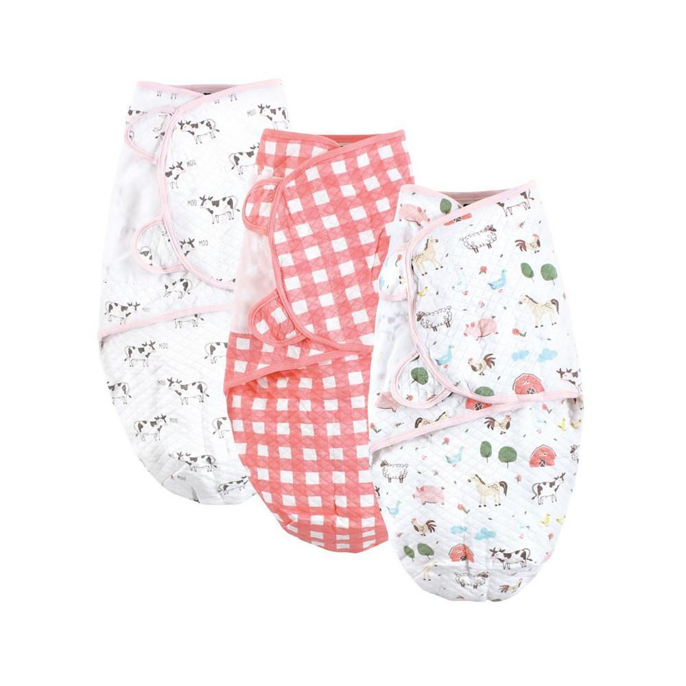 商品Hudson|Baby Girls Quilted Swaddle Wrap, Pack of 3,价格¥186,第1张图片