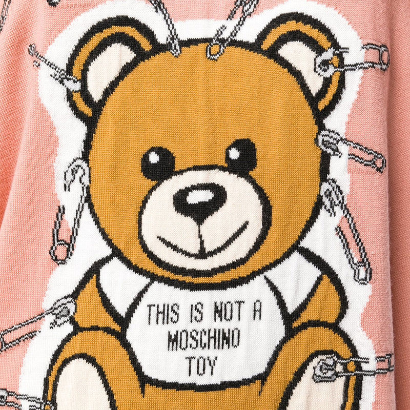 Moschino 莫斯奇诺 女士粉色羊毛玩具熊运动衫连衣裙 EV0493-5501-1147商品第2张图片规格展示