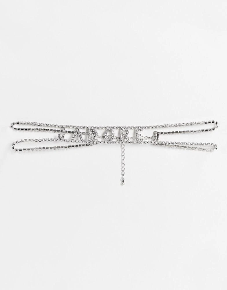 商品ASOS|ASOS DESIGN choker necklace with Jadore crystal motif in silver tone,价格¥54,第1张图片