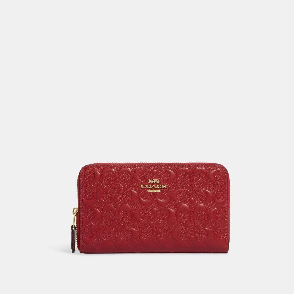 商品Coach|Coach Outlet Medium Id Zip Wallet In Signature Leather,价格¥646,第1张图片