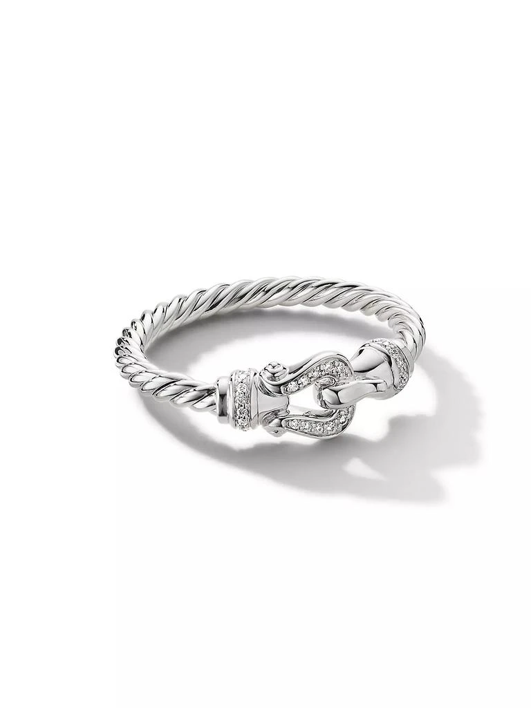 商品David Yurman|Petite Buckle Ring In 18K White Gold,价格¥7457,第1张图片