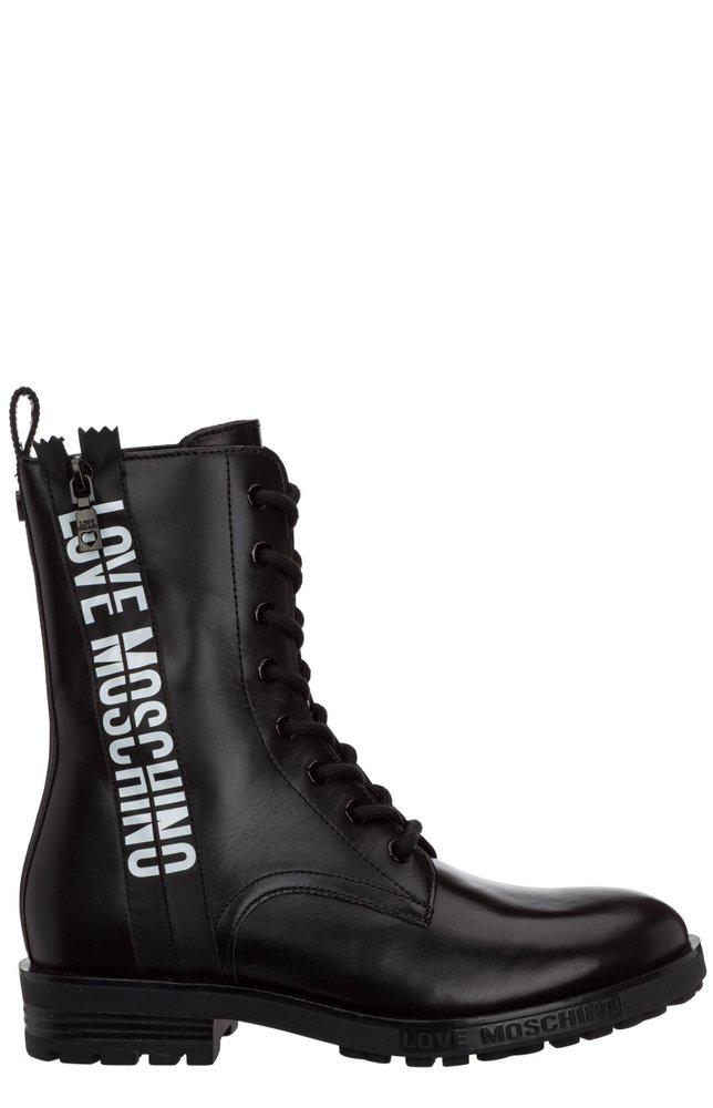 Love Moschino Logo Print Combat Boots商品第1张图片规格展示