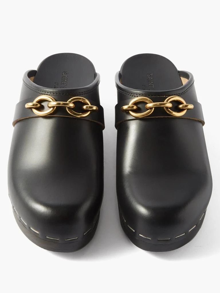 商品Yves Saint Laurent|Le Maillon chain-embellished leather clogs,价格¥8185,第5张图片详细描述