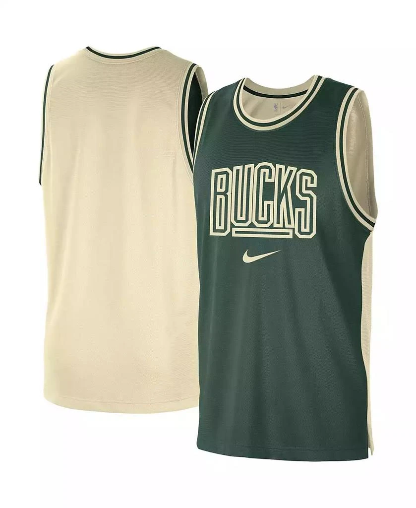 商品NIKE|Men's Hunter Green, Cream Milwaukee Bucks Courtside Versus Force Split DNA Performance Mesh Tank Top,价格¥367,第1张图片