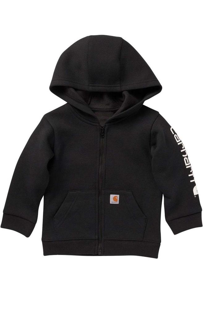 (CA8565) Long-Sleeve Full-Zip Hooded Sweatshirt - Black商品第1张图片规格展示