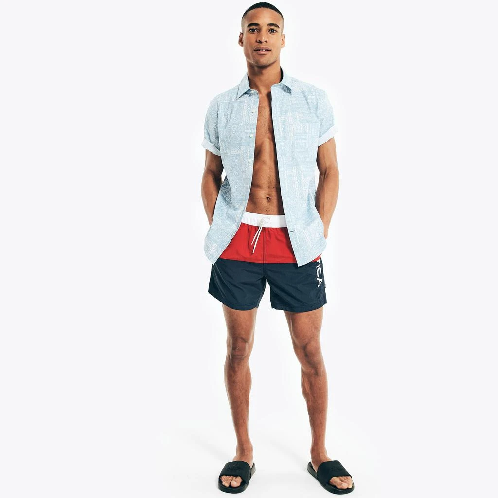 商品Nautica|Nautica Mens 6" Logo Colorblock Quick-Dry Swim,价格¥144,第2张图片详细描述