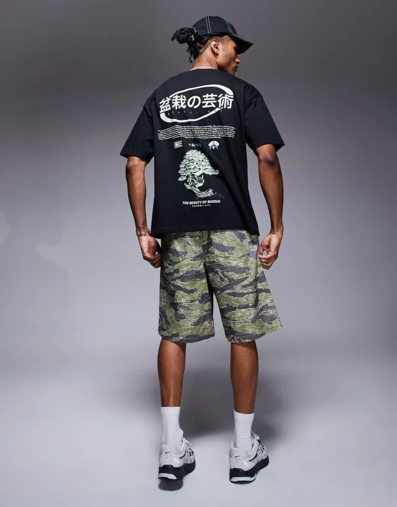 商品ASOS|ASOS DESIGN oversized t-shirt with bonsai graphic in black,价格¥159,第2张图片详细描述