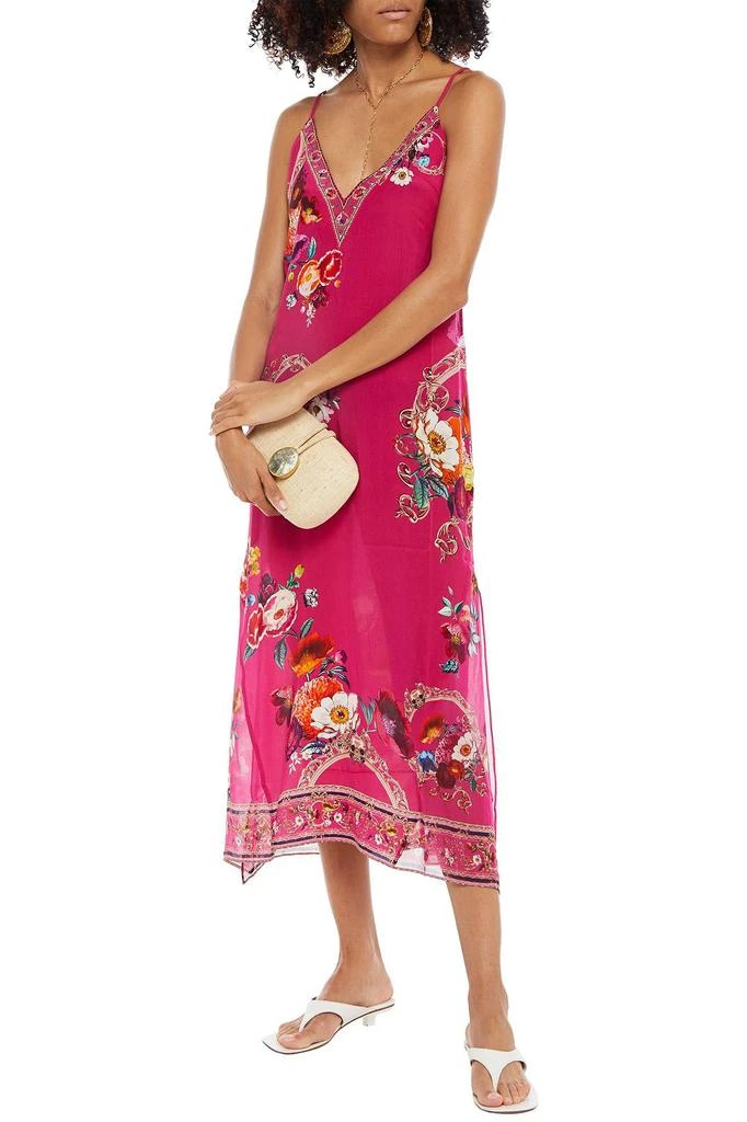商品Camilla|Crystal-embellished floral-print silk crepe de chine and chiffon midi slip dress,价格¥960,第2张图片详细描述