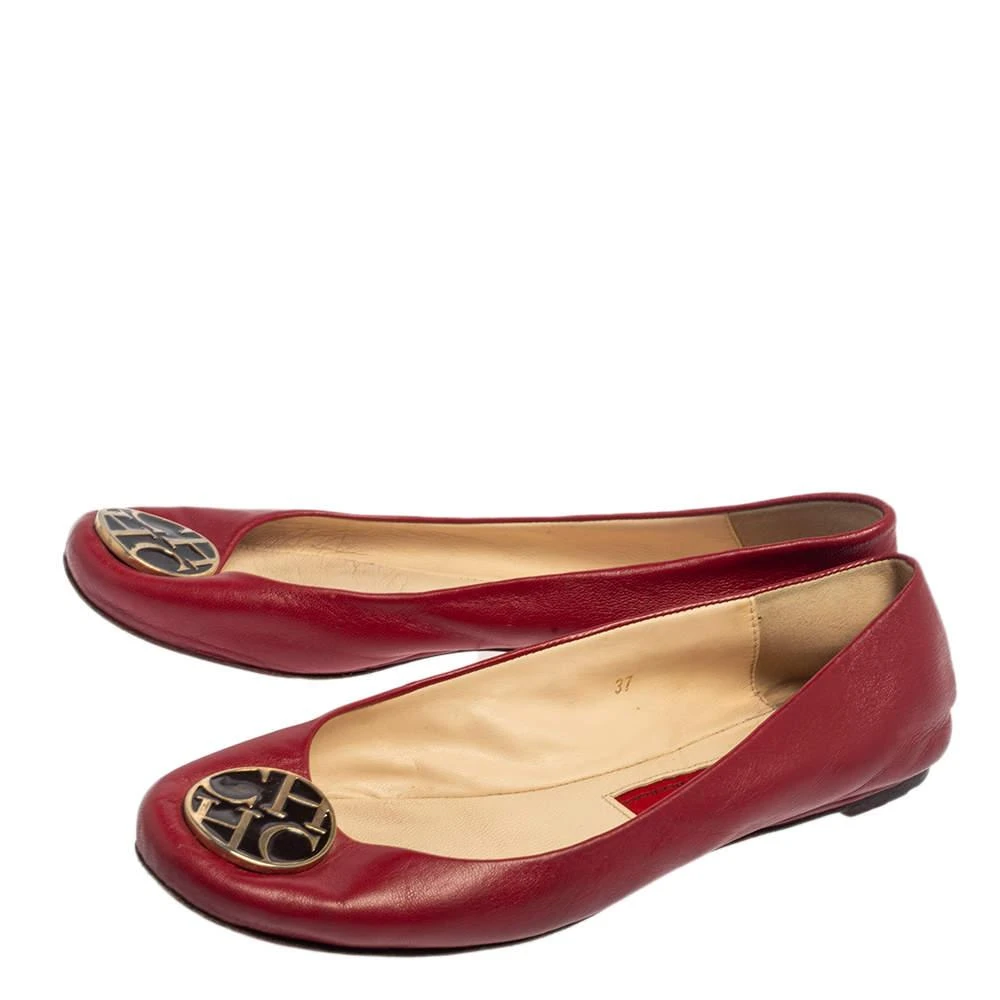 商品[二手商品] Carolina Herrera|CH Carolina Herrera Red Leather Logo Ballet Flats Size 37,价格¥876,第4张图片详细描述