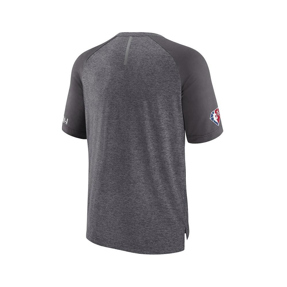 商品Fanatics|Men's Branded Heathered Gray Charlotte Hornets 2022 Noches Ene-Be-A Core Shooting Raglan T-shirt,价格¥373,第6张图片详细描述