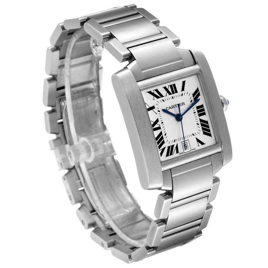 Cartier Silver Stainless Steel Tank Francaise W51002Q3 Automatic Men's Wristwatch 28 mm商品第7张图片规格展示