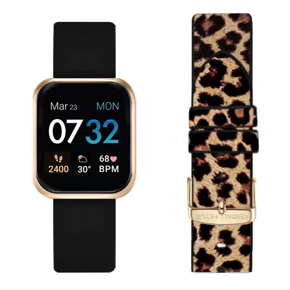 Women's Black and Leopard Print Straps Smart Watch Set 36mm商品第1张图片规格展示
