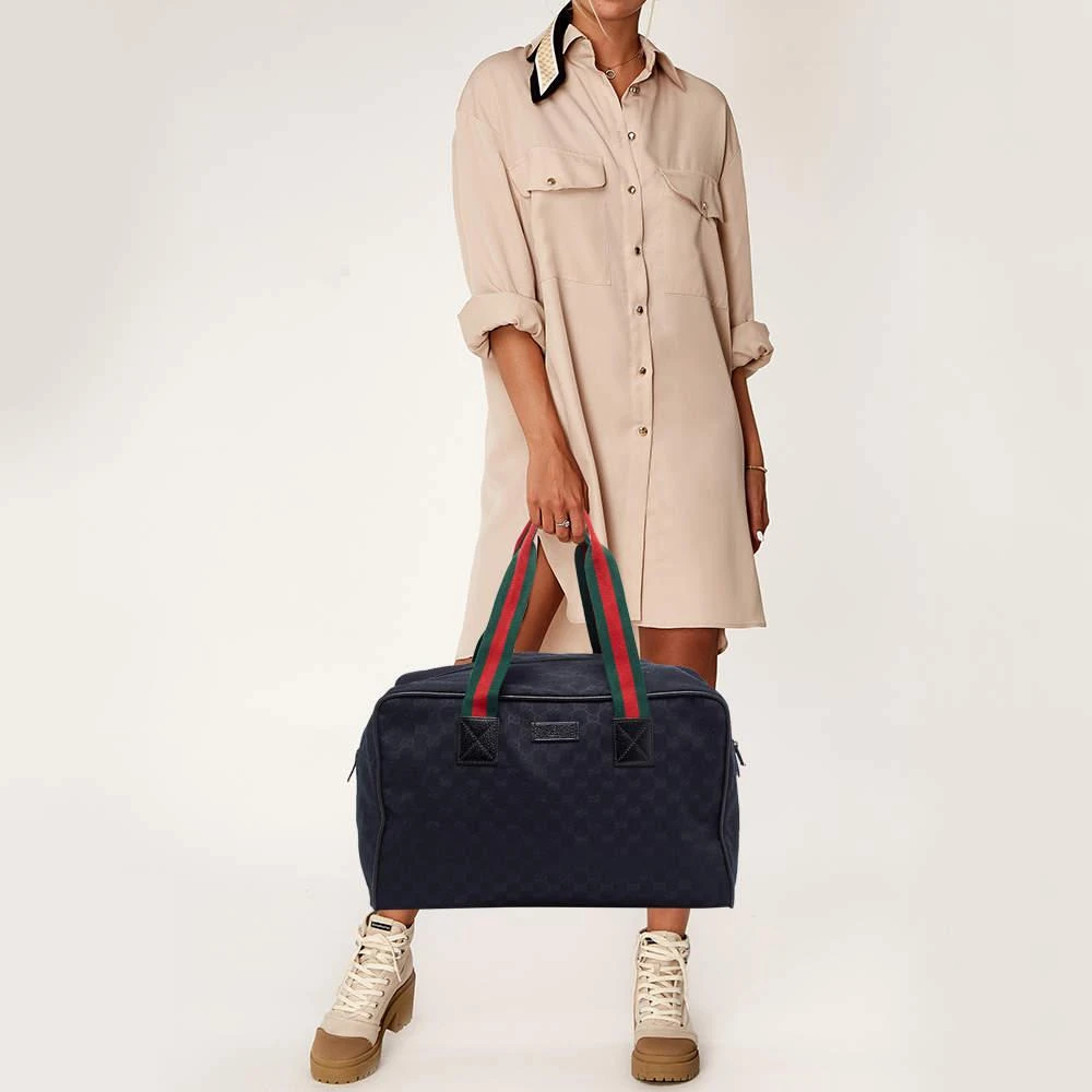 商品[二手商品] Gucci|Gucci Black GG Canvas Medium Collapsible Duffel Bag,价格¥4981,第2张图片详细描述