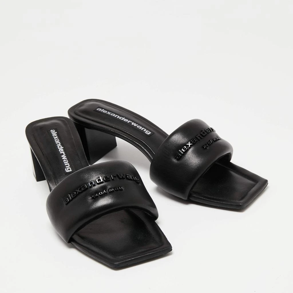 商品[二手商品] Alexander Wang|Alexander Wang Black Leather Anya Logo Slide Sandals Size 39.5,价格¥1470,第4张图片详细描述