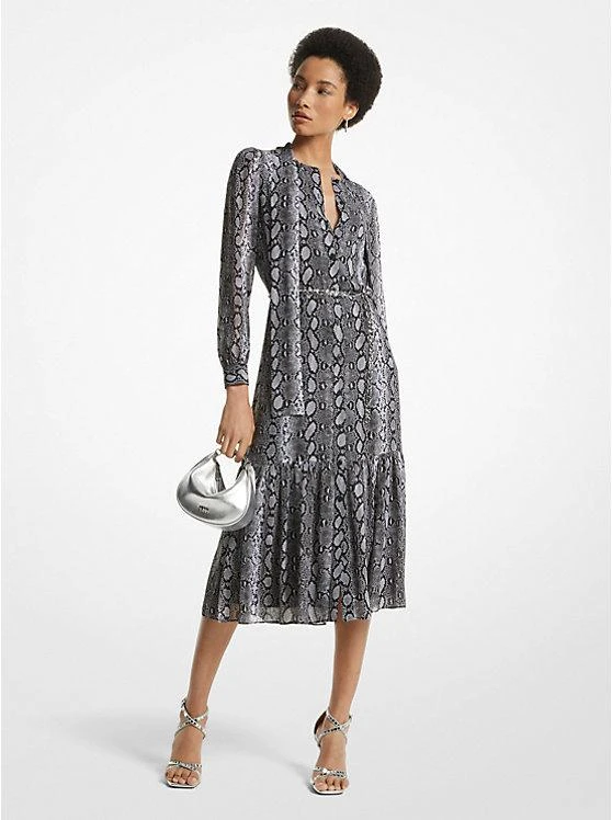 商品Michael Kors|Snake Print Georgette Midi Dress,价格¥355,第1张图片