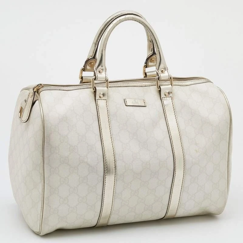商品[二手商品] Gucci|Gucci White/Silver GG Supreme Canvas And Leather Joy Boston Bag,价格¥2359,第3张图片详细描述