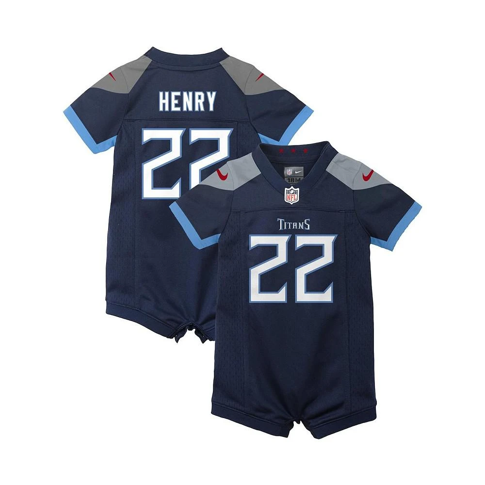 商品NIKE|Newborn and Infant Girls and Boys Derrick Henry Navy Tennessee Titans Game Romper Jersey,价格¥372,第1张图片
