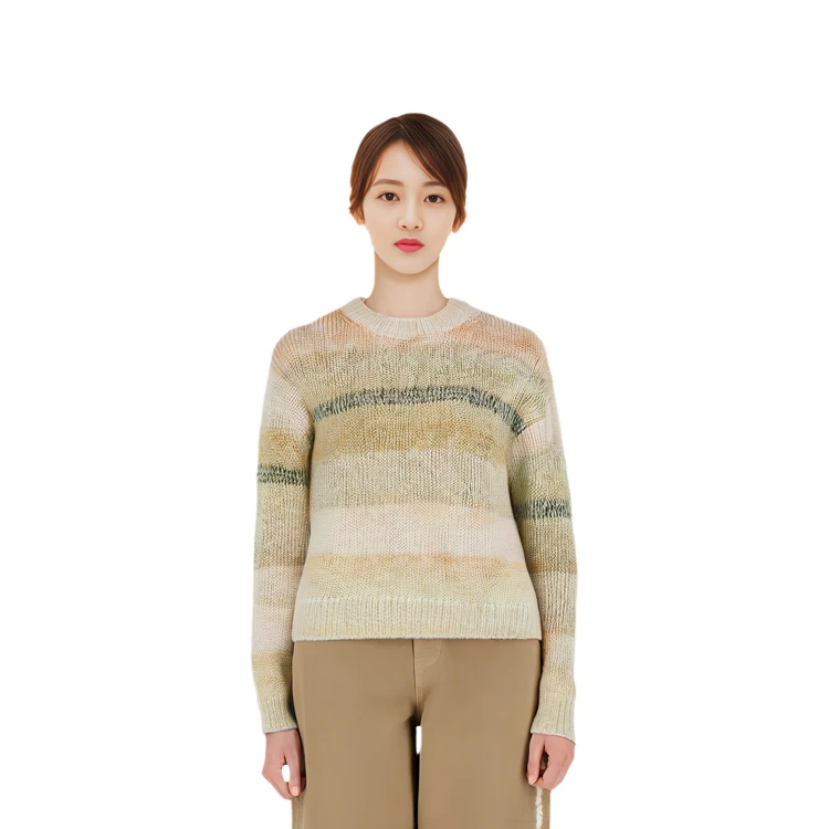 商品[国内直发] Acne Studios|[预售3天]FW22 条纹渐变针织套头毛衣 女款 米色,价格¥1301,第4张图片详细描述