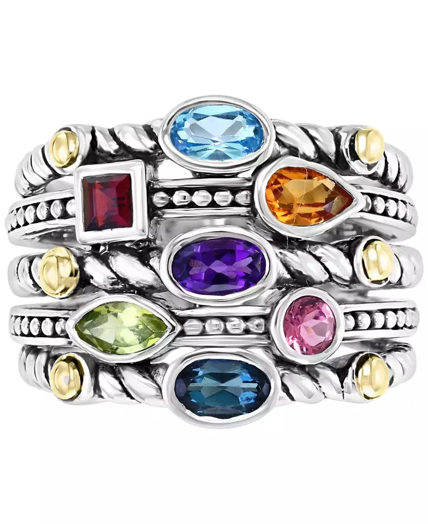 商品Effy|EFFY® Multi-Gemstone (1-1/3 ct. t.w.) Multi-Row Ring in Sterling Silver,价格¥2435,第3张图片详细描述